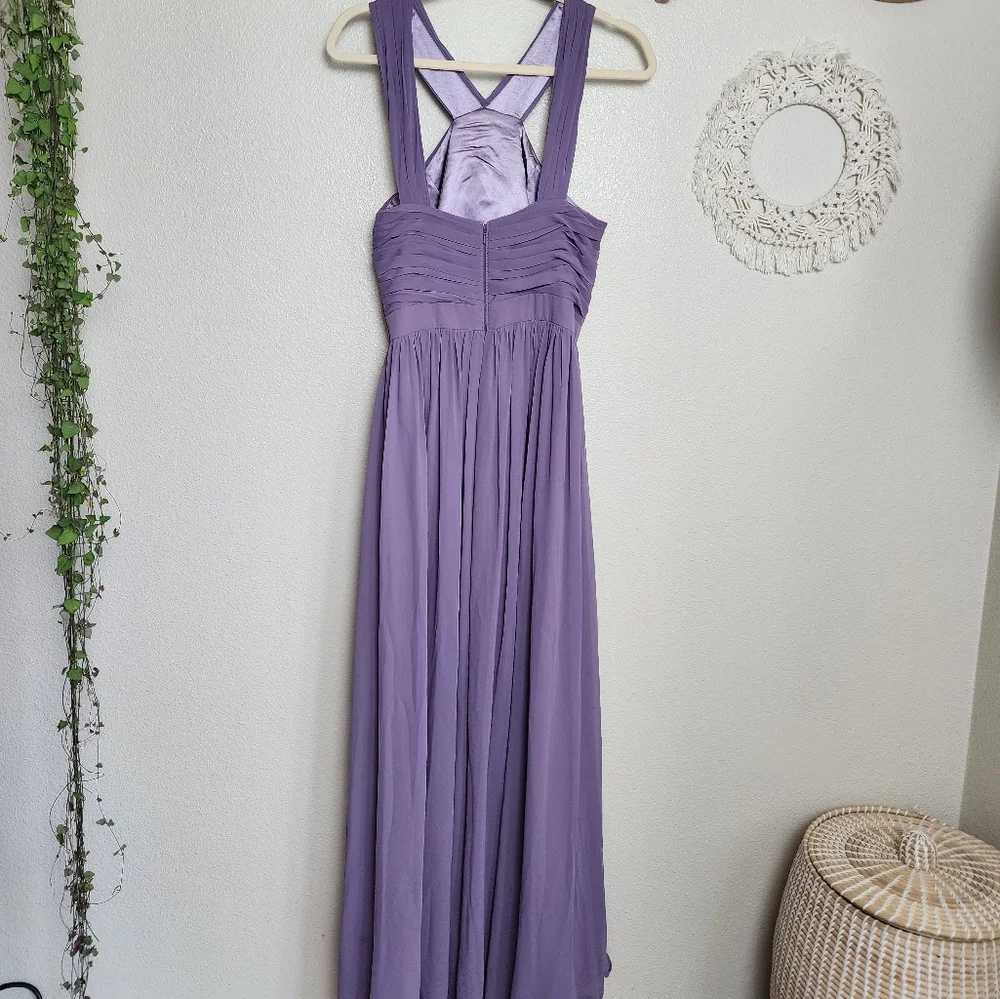 Monique Lhuillier Crisscross Chiffon Gown In Purple Women's Size 10